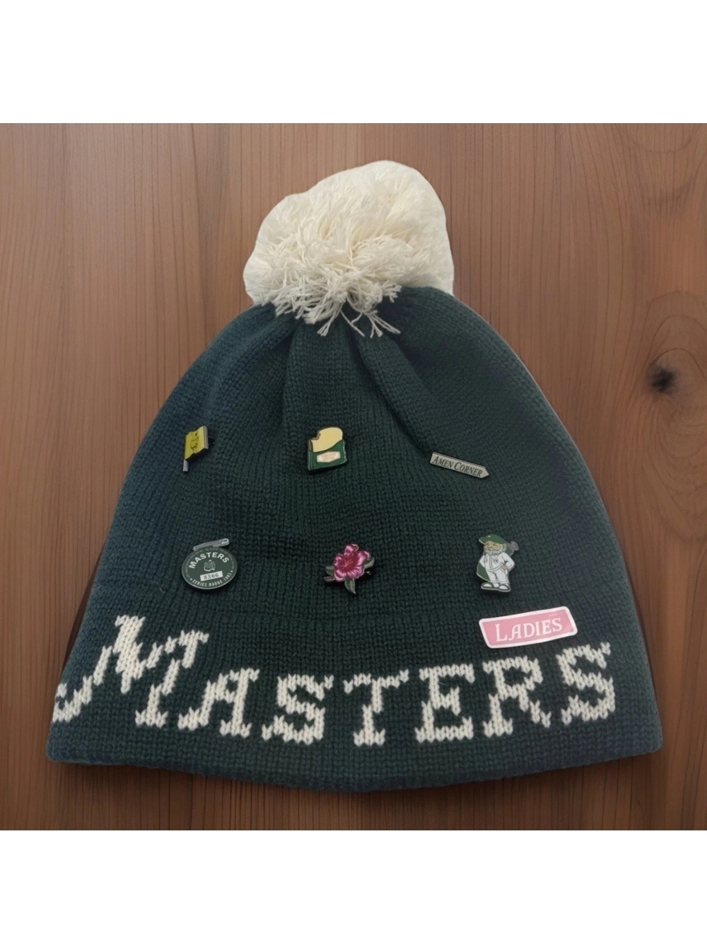 2026 Masters Ladies Fit Beanie Hat W/ 6 Collectible Pins W/ Pom ANGC- NWT